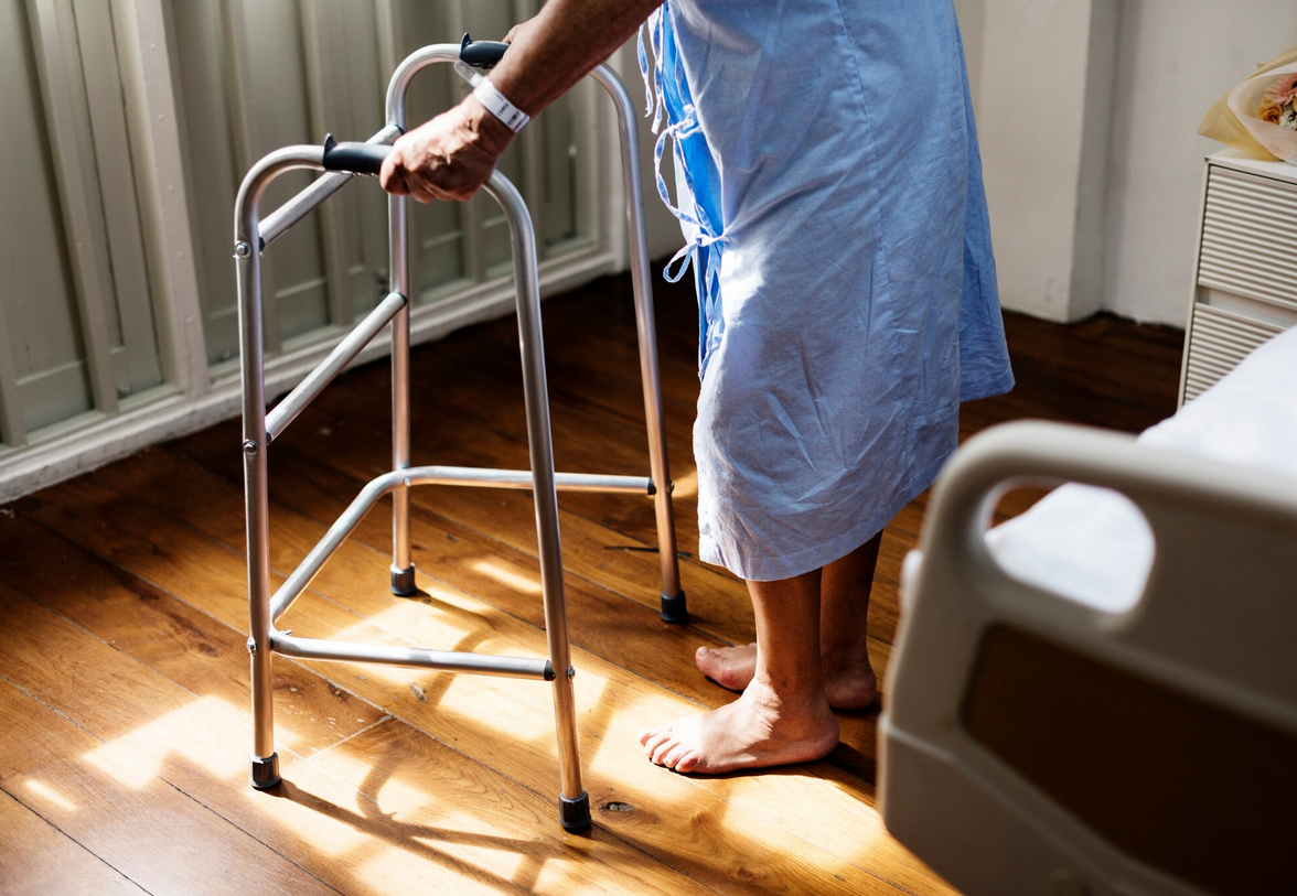 Walking practice with mobility aid
